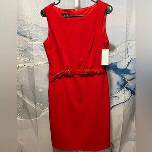 ALYX Red Belted Sleeveless Sheath Dress Sz 8 Career Workwear Cocktail Party‎ NWT
